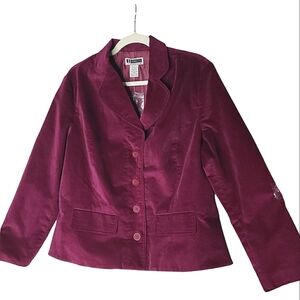 Vintage Velvet JL Studio Cotton Velour Four Button Blazer Holiday Events Peplum